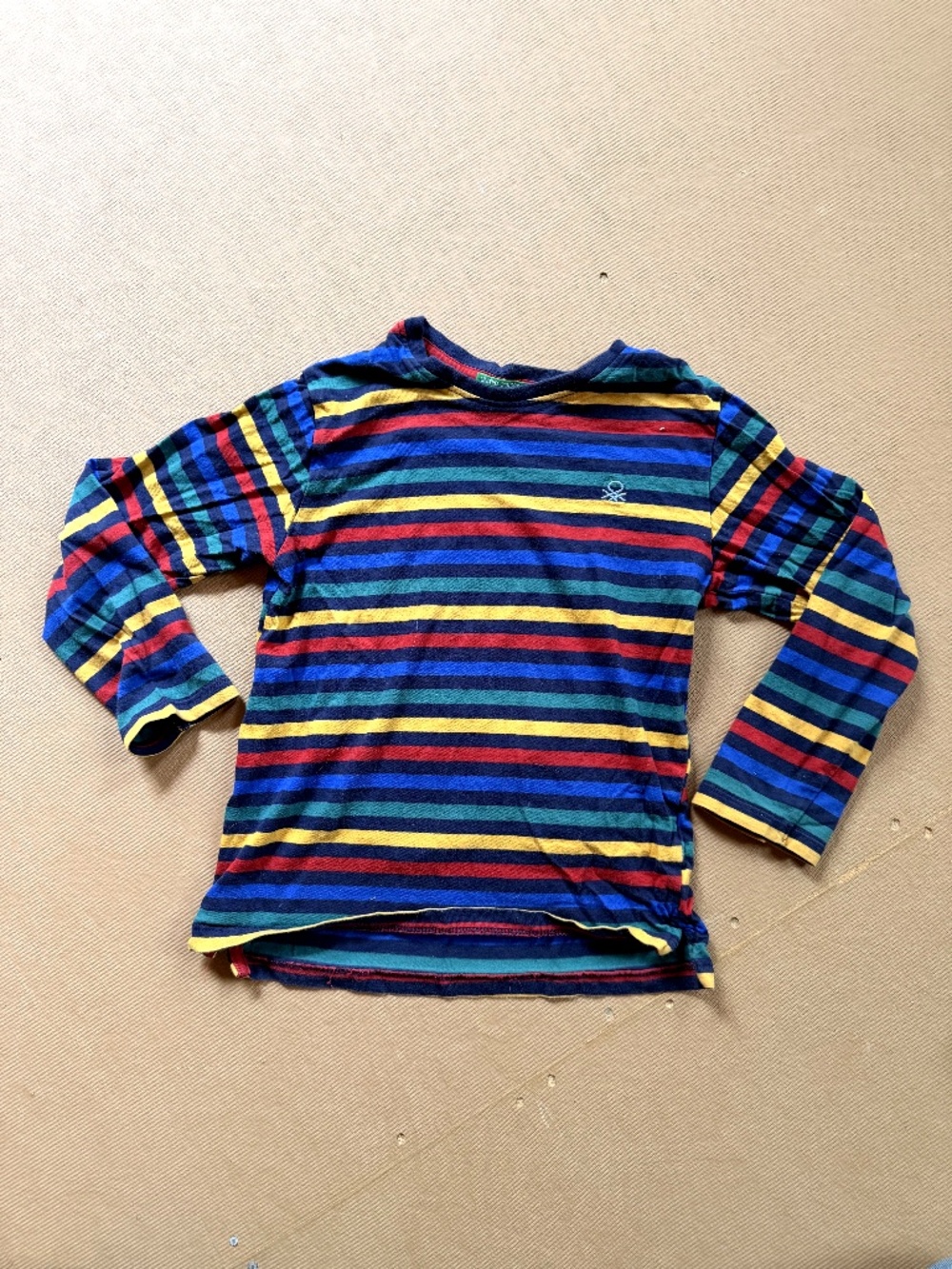 United Colors of Benetton Boys Multicolor Striped Long Sleeve Tee Size 4-5